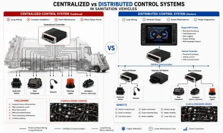 Sistemas de Control Centralizados vs Distribuidos en Vehículos de Saneamiento