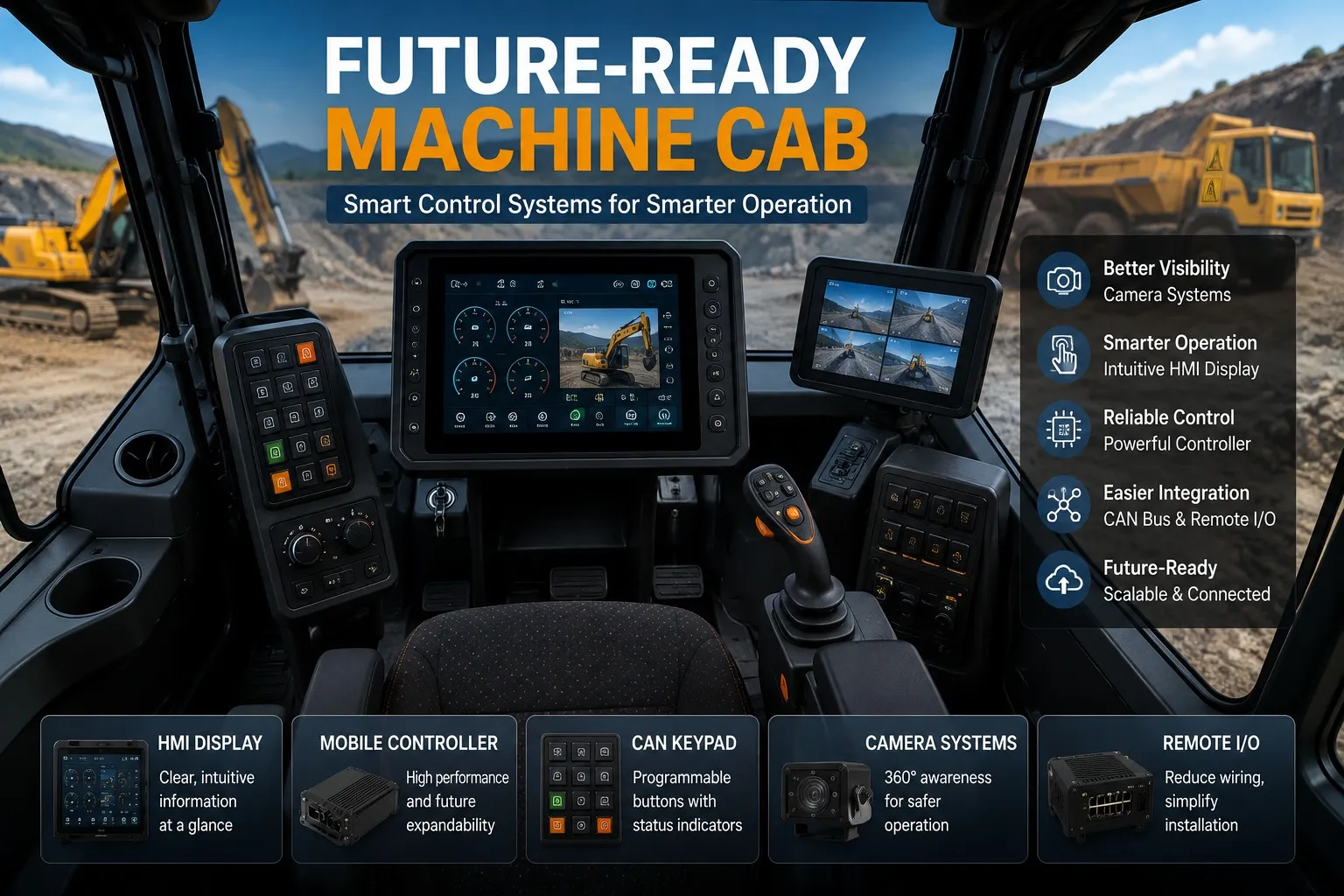Cómo Diseñar una Cabina de Maquinaria Preparada para el Futuro con Sistemas de Control Inteligentes